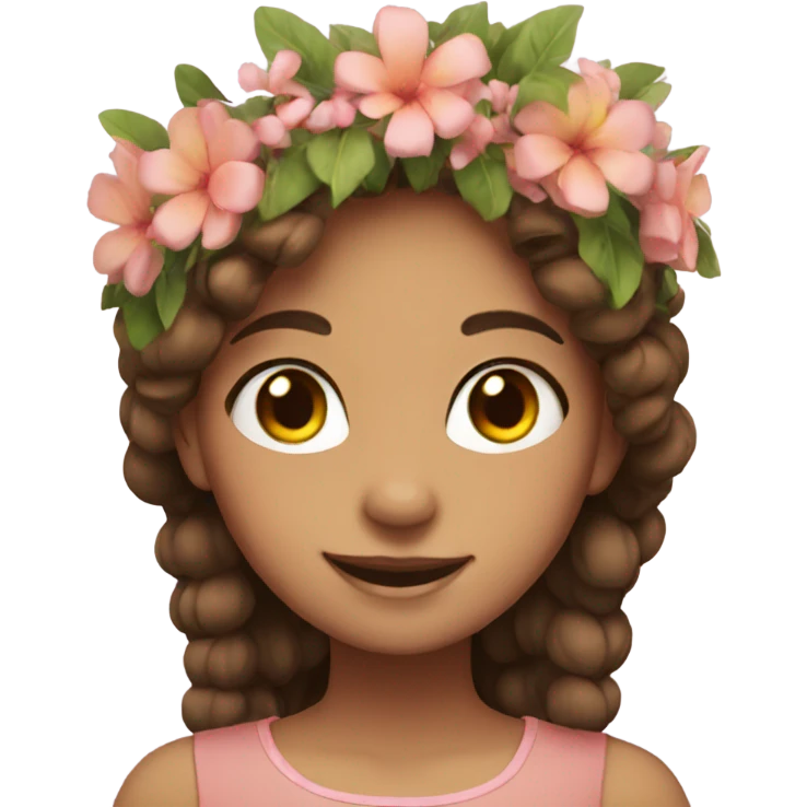 smiling girls with flower crowns emoji