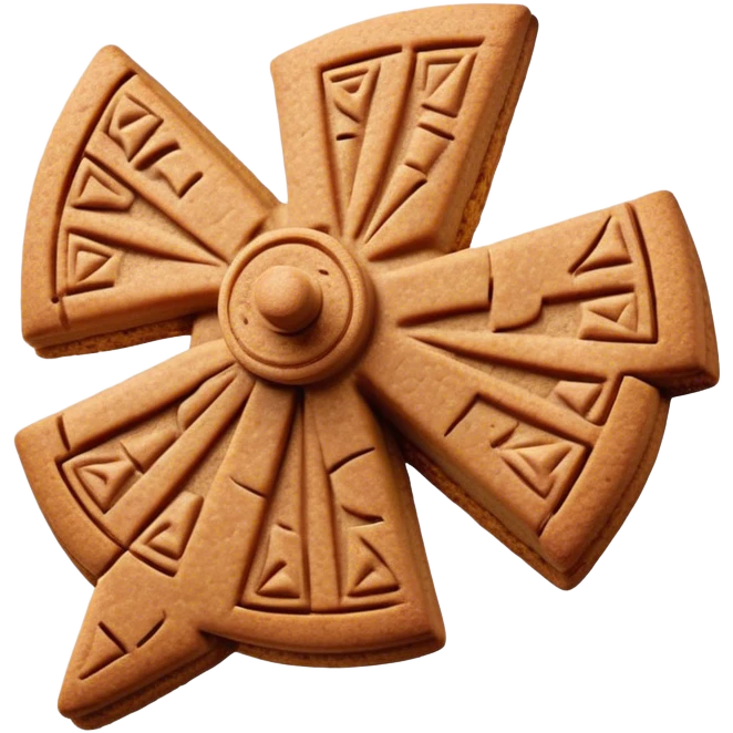 Speculaas Cinematic Realistic Speculaas Biscuit Emoji, depicted as a spiced speculaas cookie crafted in a charming windmill shape, rendered with intricate textures and warm, inviting lighting. emoji