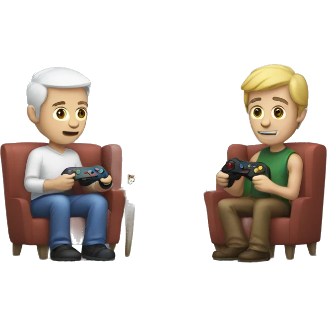 two white men play video games emoji