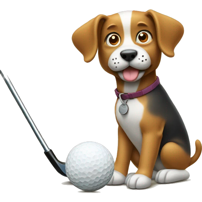 Dog playing golf emoji