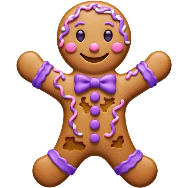 A gingerbread man cute pink and purple emoji