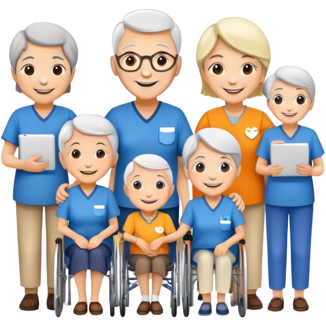 Volunteers helping elderly people emoji
