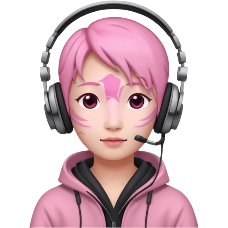 chinese ancient with headphone, pink emoji