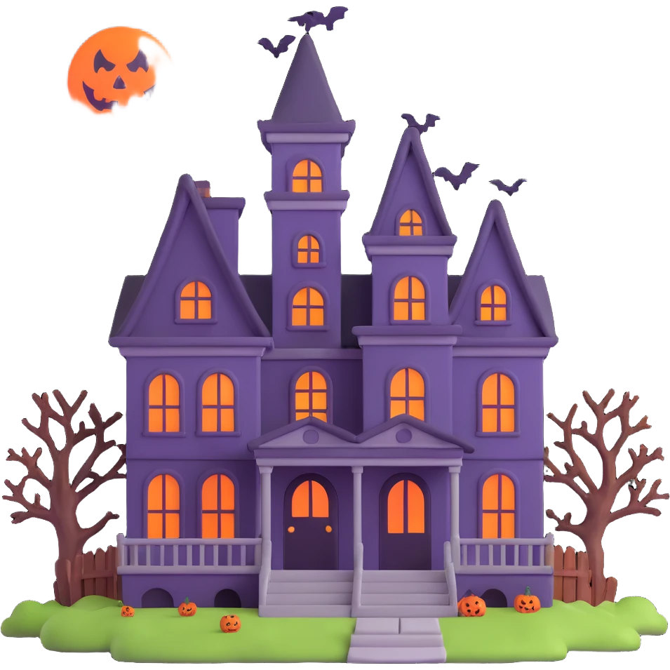haunted house with spooky details, horror game emoji style for stream emoji