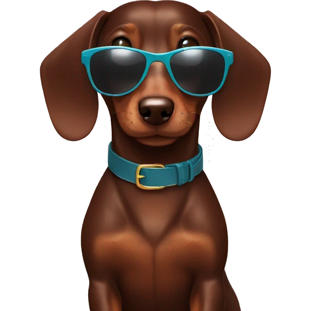 Chocolate Dachshund wears sunglasses  emoji