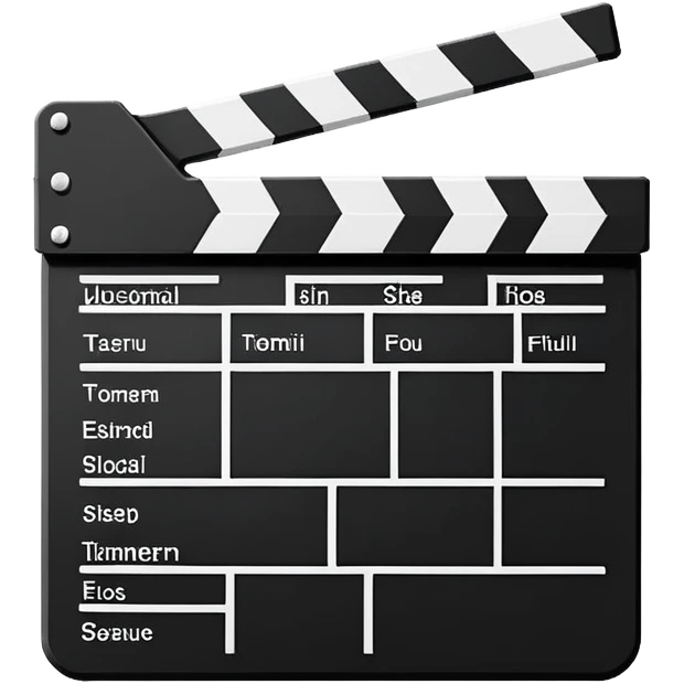 ultra minimal movie slate, simplified to basic shapes, iconic film clapperboard reduced to essential elements emoji