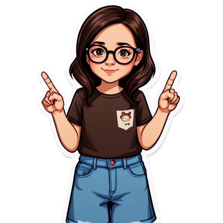 Girl with glasses and dark brown hair holding middle finger up  emoji