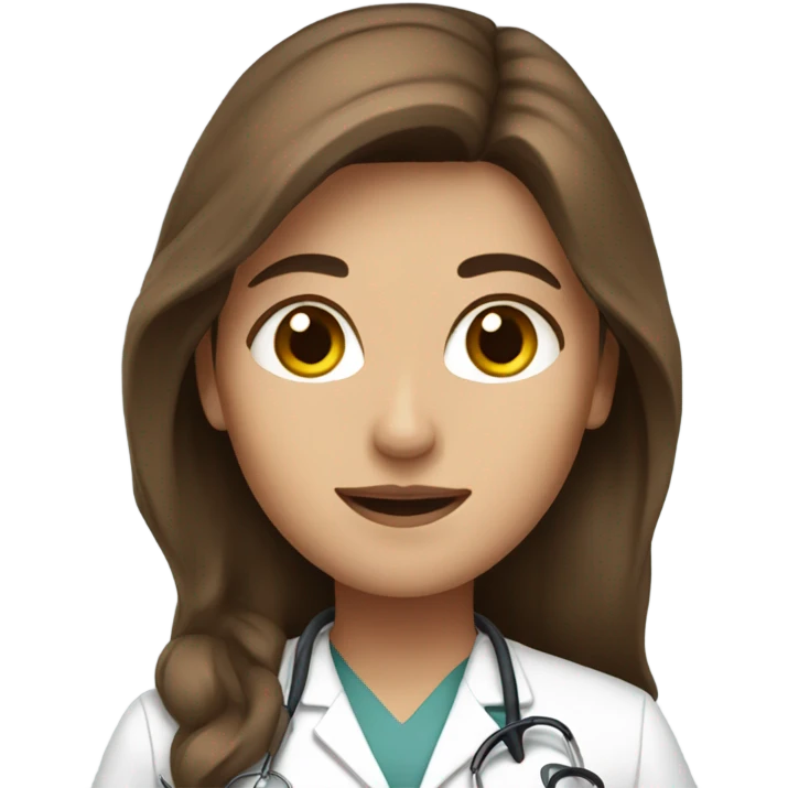 Long brown hair female doctor emoji