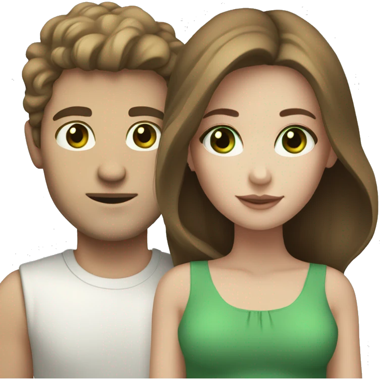 Pale couple with brown hair green eyes emoji