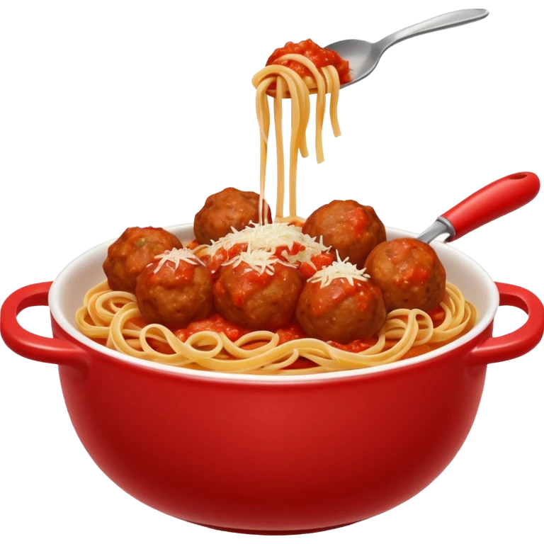 pasta and meatballs and sauce in a bowl emoji