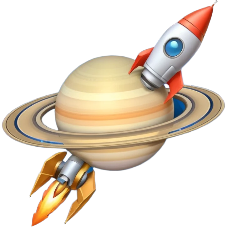 Saturn with a rocket passing through its rings emoji emoji