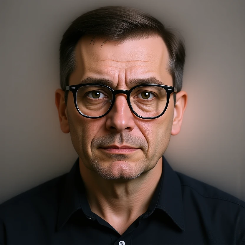 Make Carl from Sling Blade look more realistic with a photorealistic face, keep transparent background. emoji