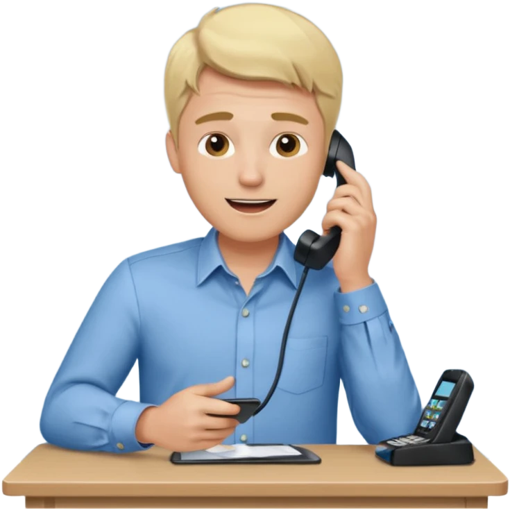 office-boss-excited-phone-desk-blonde-man emoji