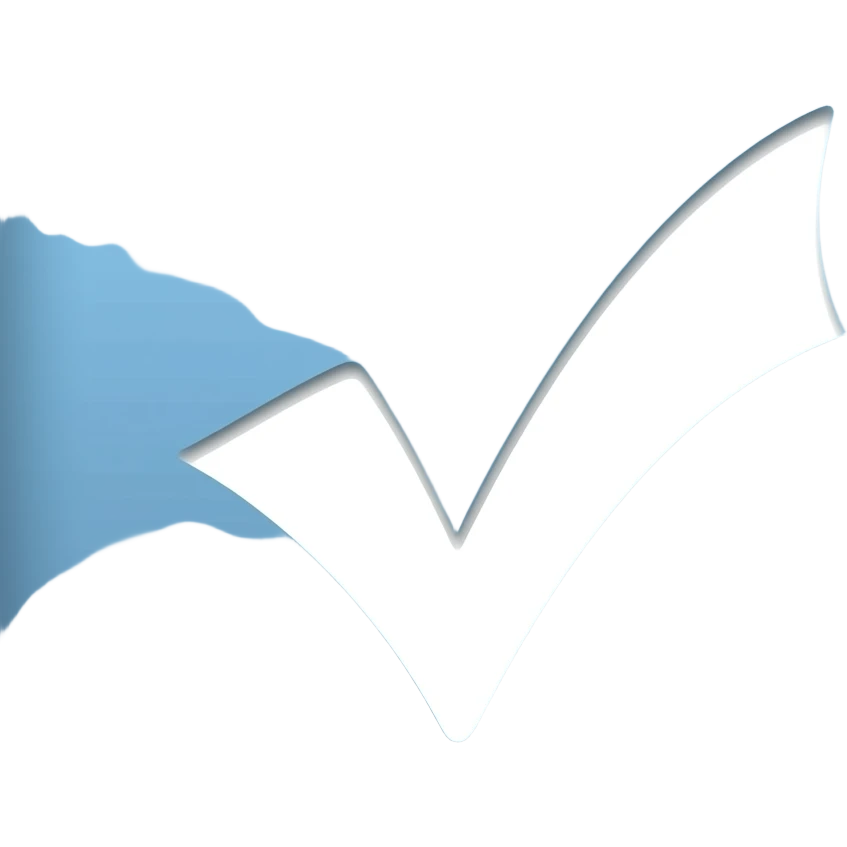 Галочка белая на светлосинем фоне emoji