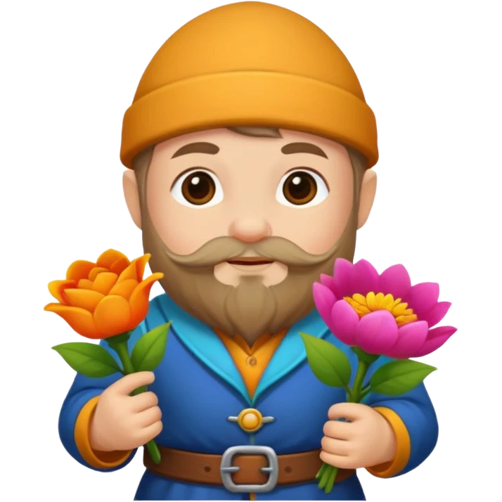 un nain qui offre des fleurs emoji