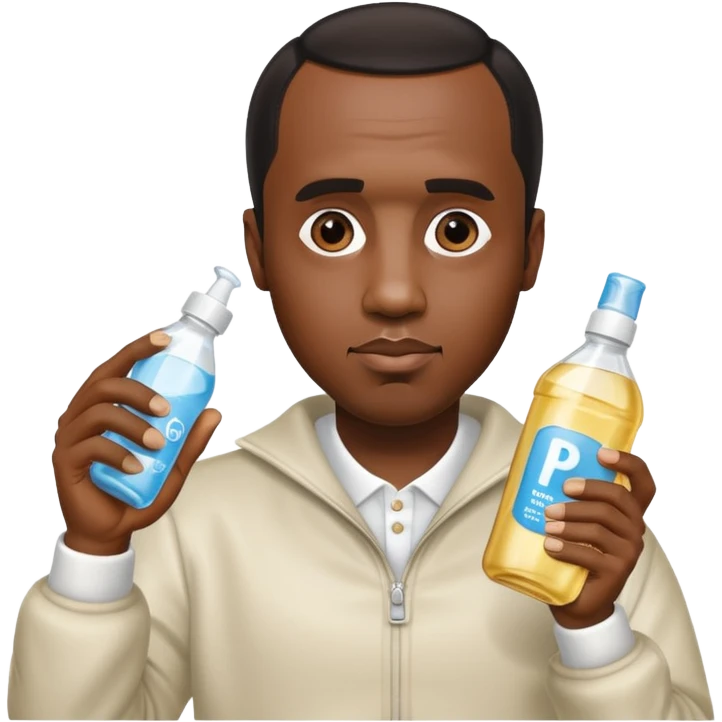 P Diddy aka Sean Combs holding baby oil emoji