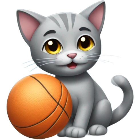 grey cat playing with ball emoji