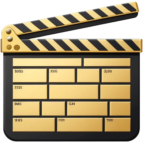 simplified film slate with gold top rectangle and white bottom rectangle, black diagonal line emoji