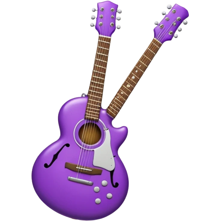 a purple Christmas ornament with a guitar emoji