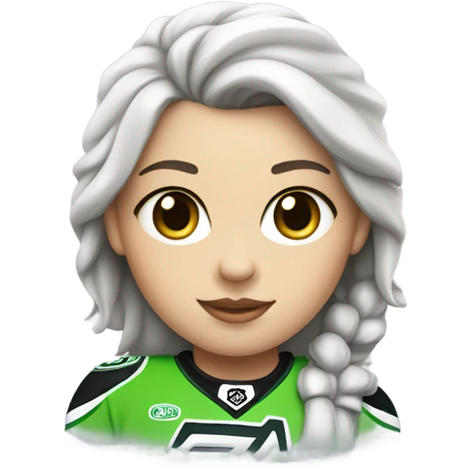 White Girl ice Hockey player neon green emoji