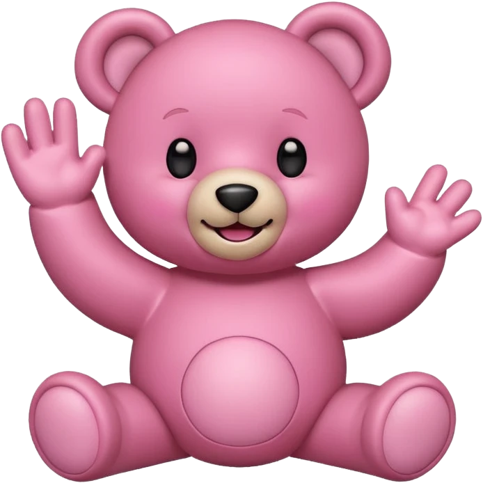 pink teddy bear, waving and cheerful, apple style emoji emoji