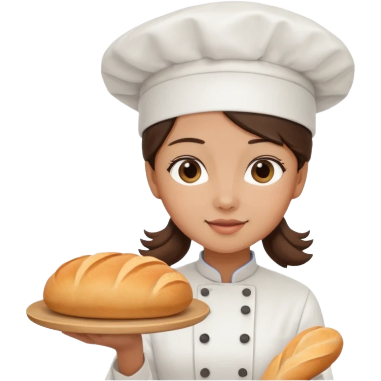 Young female baker – wearing white chef hat

 emoji