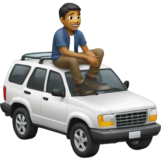 man sitting on top of car emoji