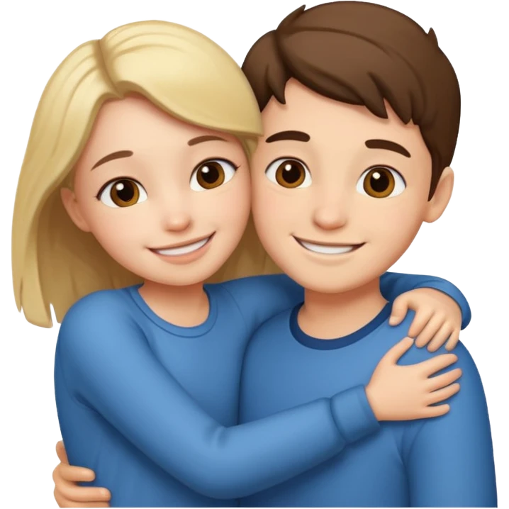 Un garçon et une fille en position calin emoji