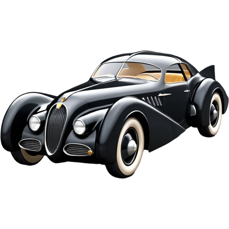  the animated series aerodynamic opulent dark knight futuristic concept Batmobile loosely based on 1936 cord 812 jaguar(flat long straight faceted mechanical body) winged stealthy street hot rod  emoji