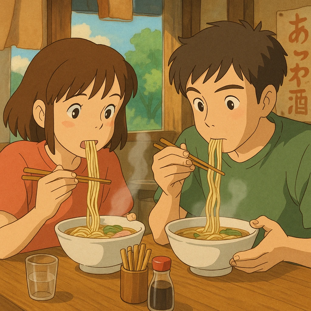 couple eating noodles emoji
