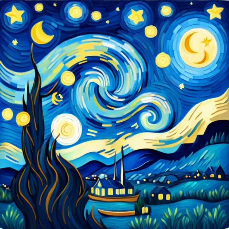 Van Gogh starry night moon emoji