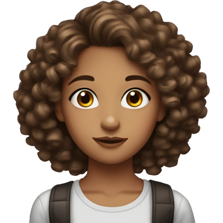 Girl with curly brown hair and brown eyes. A teenager who wears alot of mascara and lipgloss emoji