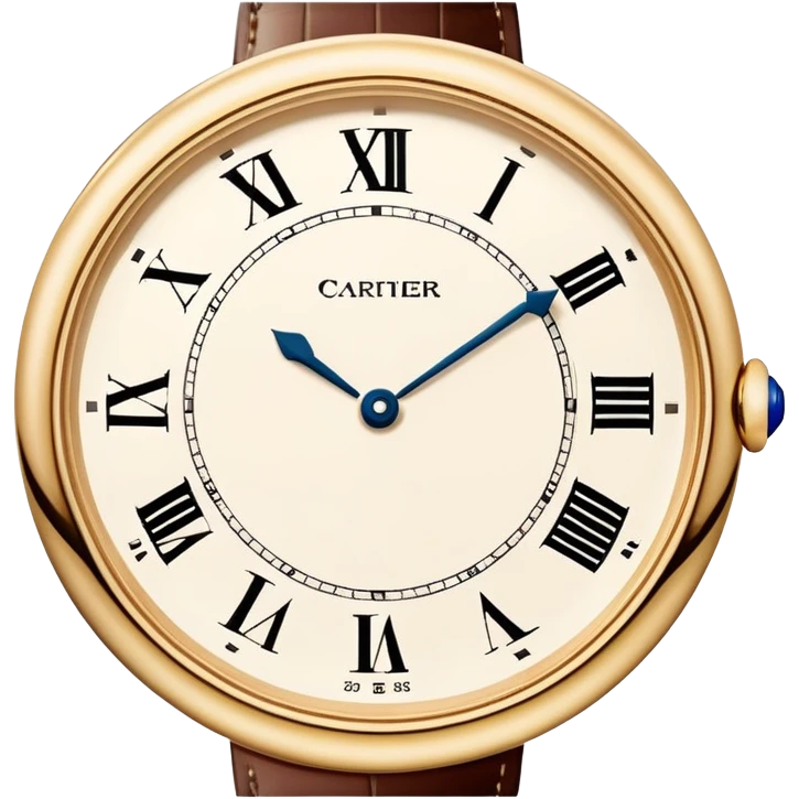 Cartier watch, crisp, luxury timepiece, precise, iOS Apple emoji style emoji