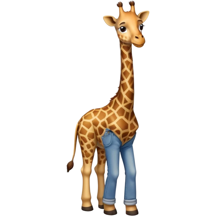friendly anthropomorphised giraffe in jeans and t-shirt, walking upright emoji