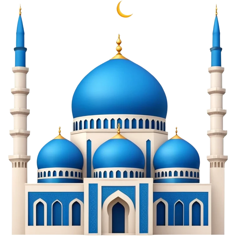 Realistic Mohammad Al-Amin Mosque Landmark Emoji, highlighting its striking blue dome, tall minarets, and elegant Arabic calligraphy. emoji