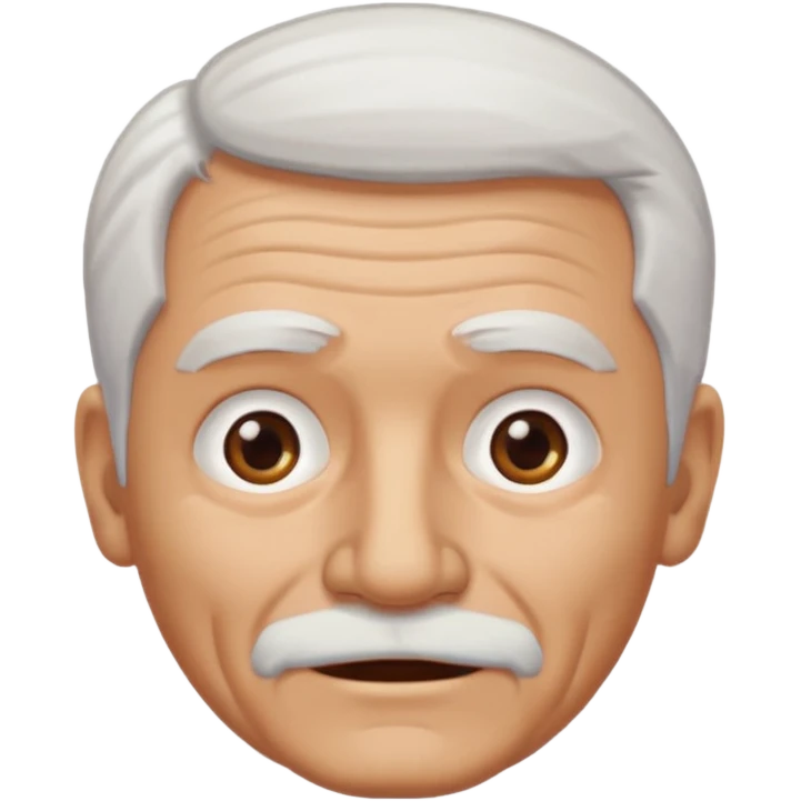 Illustrated emoji of an old man, white hair, no facial hair, dark eyes, tanned skin  emoji