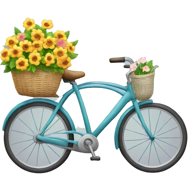 Bicycle with a basket with flowers  emoji