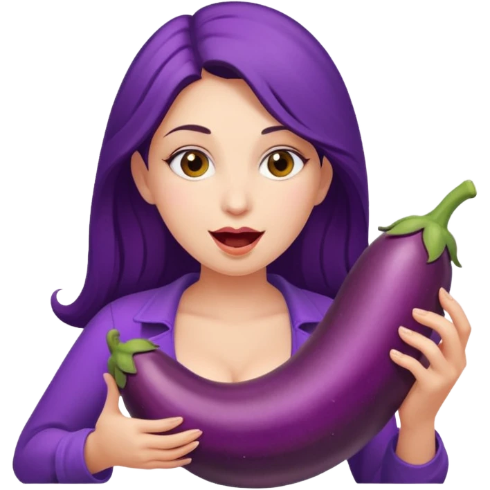 Девушка с большой грудью берет в рот баклажан emoji