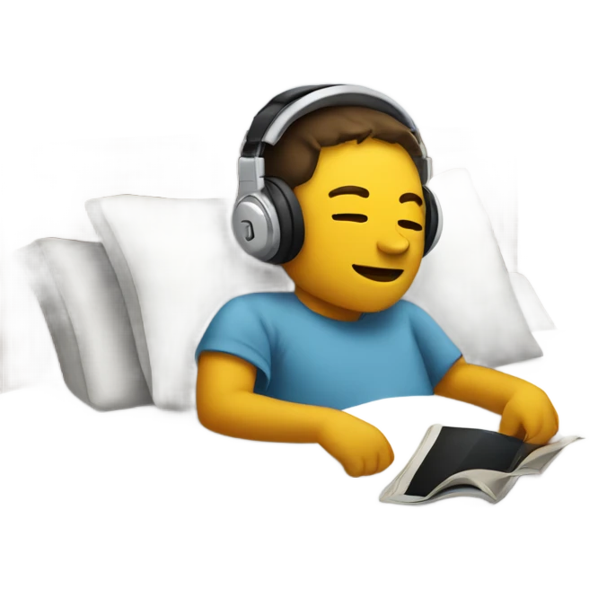 Listening to music in bed with headphones on emoji