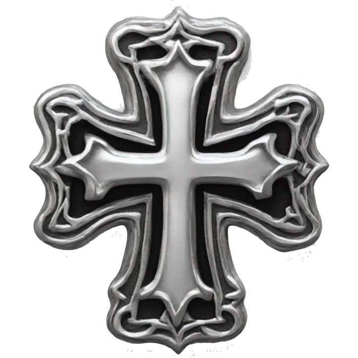Chrome silver cross detailed gothic emoji