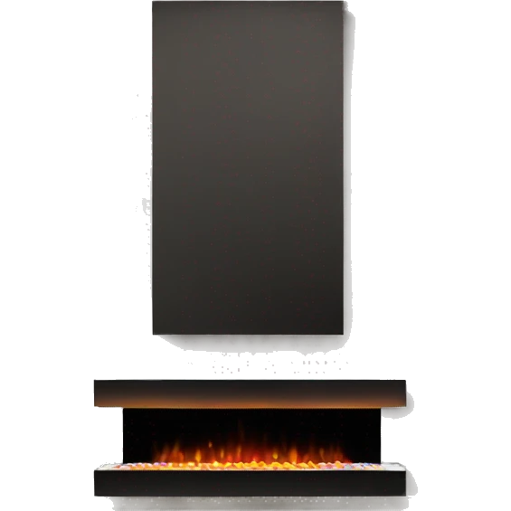 Floating electric fireplace on wall  emoji