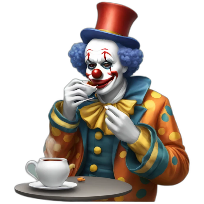 The clown drinks tea and smokes emoji