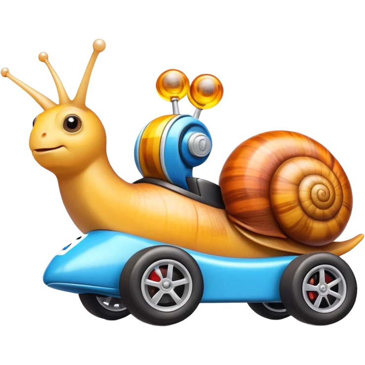 Snail driving a f-1 car emoji