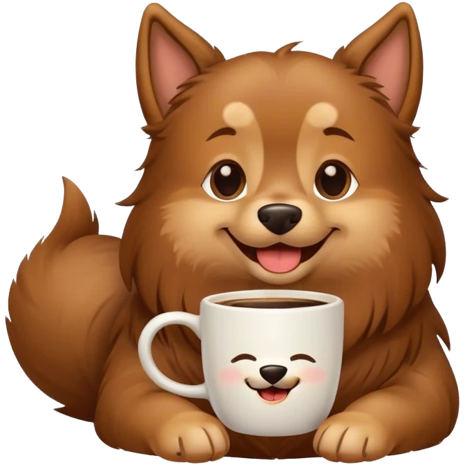 Dog waking up to coffee saying good morning emoji
