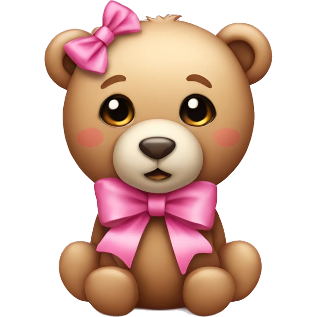 cute teddy bear with pink bow emoji