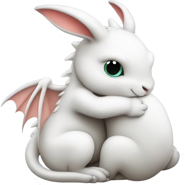 dragon hugging a white bunny emoji