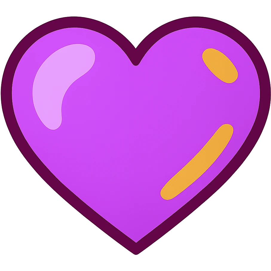 purple heart, vibrant toon style, bright colors, no text, transparent background emoji