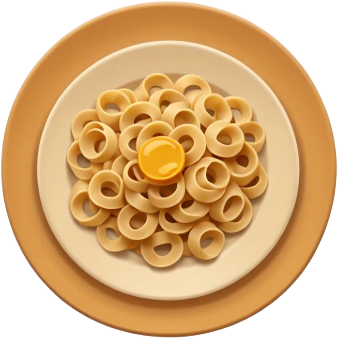 European cuisine humanless avatar in modern emoji-style illustration. Plate with pasta and bread, neutral warm colors, simple shapes, flat design, elegant and friendly. emoji
