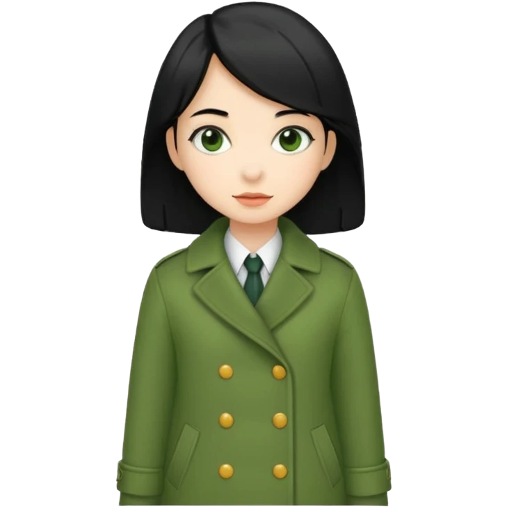 green coat black haired  girl  emoji
