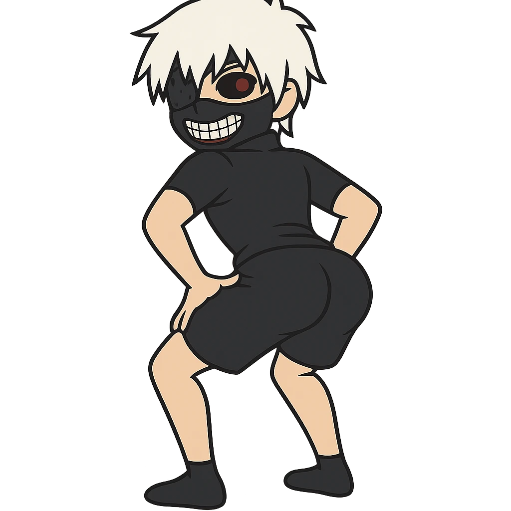 flat toon style Kaneki from Tokyo Ghoul twerking emoji